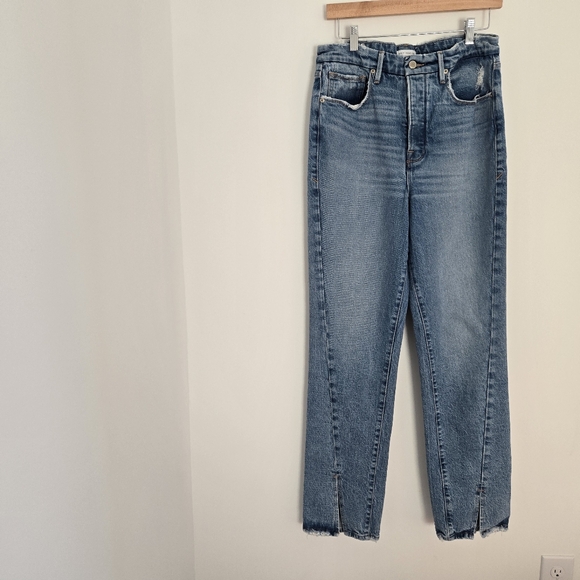 Good American Tall Straight Leg Front Hem Split Jeans - Picture 1 of 7